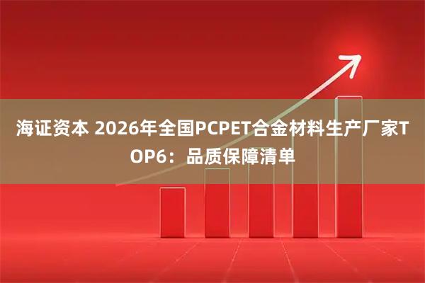 海证资本 2026年全国PCPET合金材料生产厂家TOP6：品质保障清单